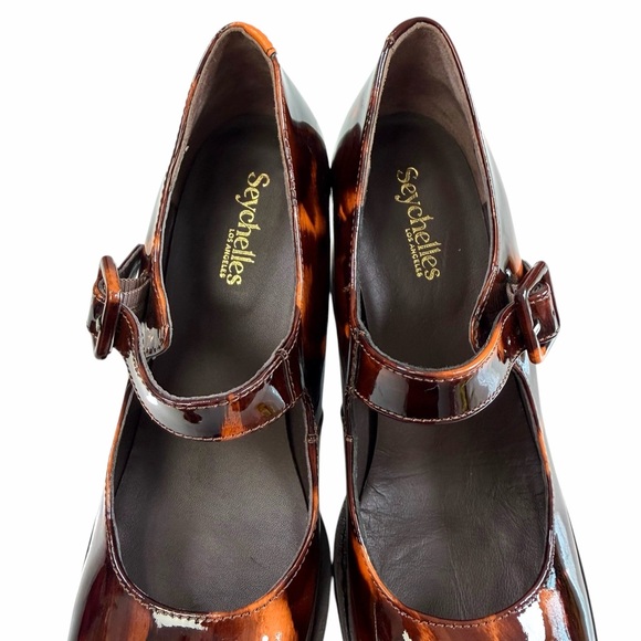Seychelles Play Pretend Tortoise Brown Patent Mary Jane Pumps Size 8M - Picture 12 of 16